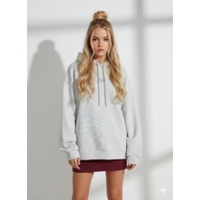 Ribana Classic Kadın Üç Iplik Baskılı Kapüşonlu Içi Pamuklu Yumuşak Dokulu Regular Kesim Sweatshirt