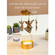 Twirl Candle Dekoratif Dönen Mumluk Mum Isısıyla Dönen Gold Metal Ev Dekoru