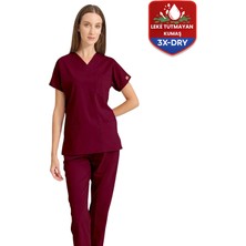 BRL Üniforma 3x-Dry | Scruble Takım Unisex  Antibakteriyel - Indantren Doktor ve Hemşire Cerrahi Forma Bordo