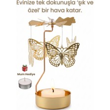 Twirl Candle Dekoratif Dönen Mumluk Mum Isısıyla Dönen Gold Metal Ev Dekoru