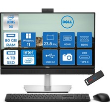 Dell Pro Plus All-In-One Intel Core Ultra 5 245 5.1ghz 80GB Ddr5 4tb SSD Intel Aı Boost Windows 11 Home 23.8'' Fullhd (1920 x 1080) Bilgisayar BTO101QB24250H40 + Zetta Flash Bellek