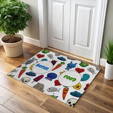 Patilemece Old School Gif Desenli Dijital Baskılı 50X70CM Kedi Köpek Mama Paspası