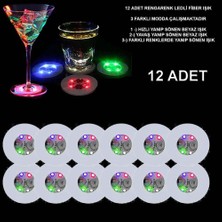 Tuncel Store Renkli LED Işıklı Bardak Altlığı - 12 Adet, Pilli