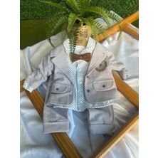 bebexy Papyonlu Ceketli  Kahve Çizgili Takım