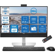 Dell Pro Plus All-In-One Intel Core Ultra 7 265 5.3ghz 80GB Ddr5 512GB SSD Intel Aı Boost Freedos 23.8'' Fullhd (1920 x 1080) Bilgisayar BTO103QB24250F37 + Zetta Flash Bellek
