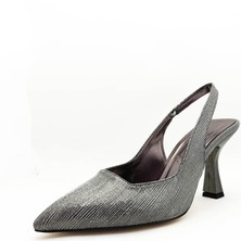 Gdt Ayakkabı Platin Renk Simli Kadeh Topuk 36- 37-38-39-40 Numara  Kadın Abiye Ayakkabı