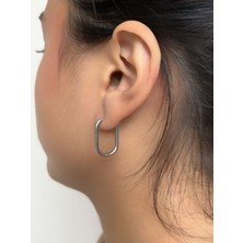 Axexuar Gerçek Çelik Kadın Erkek Küpe Kalp Oval Yıldız Motifli 316L Gümüş Gri Renk Cerrahi Çelik Küpe