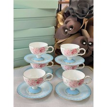 MD Mimoza Dekor Türk Kahve Fincanı Veronica Azure 6 Kişilik 12 Parça