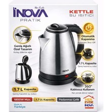 İnova Inova Pratik 1.7 L Paslanmaz Çelik Kettle – 1800W