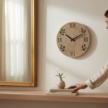Home İnn Tekstil El Yapımı Jüt İp Duvar Saati 33 cm Doğal Dekoratif Tasarım Rustik & Bohem Ev Aksesuarı