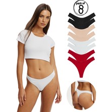 Yohannes Club Kadın, Pamuklu Basic Tanga Külot, 8'li Paket, Colorfull Pack, 8'li Pamuklu Tanga