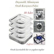 Lufern Dayanıklı 10 Adet Alüminyum Ocak Koruyucu Folyo Mutfak Yağ Kir Kolay Temizlik Isıya Dayanıklı
