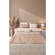 Alina Cappuccino Nakışlı Çift Kişilik Yatak Örtüsü Seti - 4 Parça Çeyiz Seti