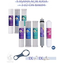 Nefa Tüm Açık Kasa Su Arıtma ve Ihlas Cebilion Compact Uyumlu 1.5 Yıllık 5+3 Aşamalı Filtre Seti