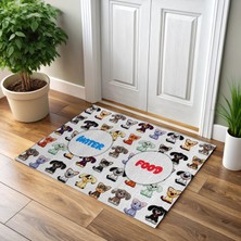 Patilemece Köpek Desenli Dijital Baskılı 50X70CM Kedi Köpek Mama Paspası