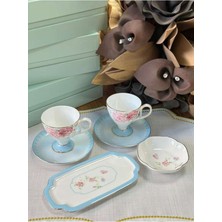 MD Mimoza Dekor Türk Kahve Fincanı Veronica Azure 2 Kişilik 6 Parça / Lokumluk / Çerezlik