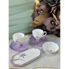 MD Mimoza Dekor Türk Kahve Fincanı Veronica Flora 2 Kişilik 6 Parça / Lokumluk / Çerezlik