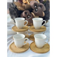 MD Mimoza Dekor Türk Kahve Fincanı Regina Bambulu Porselen 6 Kişilik 12 Parça