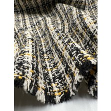 Elna Kumaş Beyaz, Siyah, Sarı Renkte Şanel Tüvit Kumaş | Dokulu Lüks Tüvit Kumaş 150 cm En – ELNSAN18