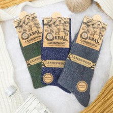 Kral Socks Thermal Etkili Ince Örgülü Kışlık Çorap, Lambswool Yünlü (Kuzu Yünlü) 3 Çift