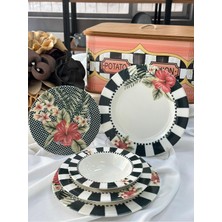 MD Mimoza Dekor Kosova Yemek Takımı 24 Parça 6 Kişilik Black Flower