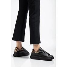 Erceka Kadın Leopar Desenli Günlük Sneaker Ayakkabı | Bağcıklı, Ortopedik Tabanlık, Kaydırmaz Taban