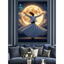 Artmeg Ay Işığında Semazen Dansı Dekoratif Kanvas - Mdf Ahşap Tablo