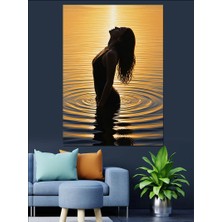 Artmeg Gün Batımında Denizdeki Kadın Dekoratif Kanvas - Mdf Ahşap Tablo