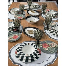 MD Mimoza Dekor Yemek Takımı 44 Parça 6 Kişilik Black Flower