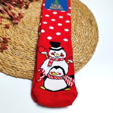 Yılbaşı Temalı Unısex Kardan Adam Detaylı Çorap