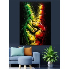 Karizma Tablo Renkli Barış Işareti El Dekoratif Kanvas - Mdf Ahşap Tablo