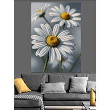 Artmeg Beyaz Papatya Çiçek Buketi Dekoratif Kanvas - Mdf Ahşap Tablo
