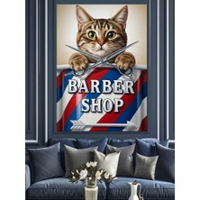 Tablomega Berber Kedisi Makas Tarak Dekoratif Kanvas - Mdf Ahşap Tablo