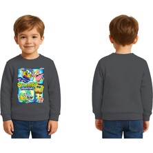 Sedirli Unisex Sünger Bob Baskılı Çocuk Swaetshirt 3 Iplik Şardonlu
