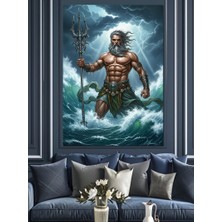 Artmeg Deniz Tanrısı Poseidon Mitoloji Dekoratif Kanvas - Mdf Ahşap Tablo