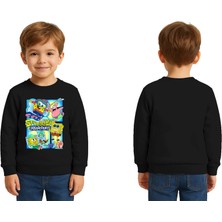 Sedirli Unisex Sünger Bob Baskılı Çocuk Swaetshirt 3 Iplik Şardonlu