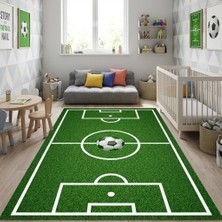 Carpettex Futbol Sahası Desenli Çocuk Odası Halısı – Kaymaz Tabanlı Yıkanabilir Dijital Baskı Halı