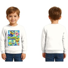Sedirli Unisex Sünger Bob Baskılı Çocuk Swaetshirt 3 Iplik Şardonlu