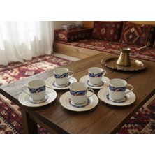 Kütahya Home Çini Desen Topkapı Kahve Fincanı Altın Yaldız Porselen 12 Parça 6 Kişilik