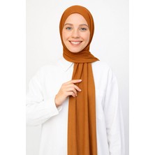 Moda Nokta Hazır Pratik Geçmeli Lüks Organik Düz Penye Şal Eşit Hizalı Taba
