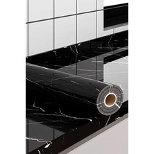 Zogira Raf Örtüsü Çekme Dolap Içi Kaplama Mermer Desenli Siyah Rulo 5 Metre