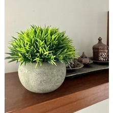 FB Cup Premium Yapay Çim Topu Gri Saksıda Dekoratif Masa Üstü Çiçeği 🌿
