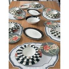 MD Mimoza Dekor Yemek Takımı 33 Parça 6 Kişilik Black Flower