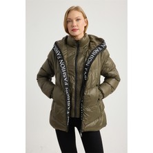 Home Store Kapşonu Yazılı Puffer Mont