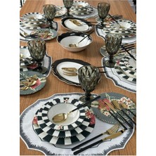 MD Mimoza Dekor Yemek Takımı 86 Parça 6 Kişilik Black Flower