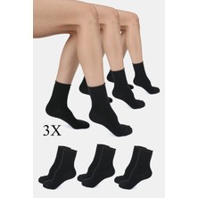 ERENART Bambu Kadın Lastiksiz Siyah Soket Dikişsiz Premium Çorap 3'lü Paket Sıkmayan Çorap Iz Bırakmaz