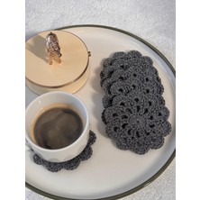 Miliva 6'lı Bardak Altlığı | Örgü Makrome Bardak Altlığı | Simli Yuvarlak El Yapımı Bardak Altlığı | 6 Adet