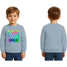 Sedirli Unisex Smile Baskılı Çocuk Swaetshirt 3 Iplik Şardonlu