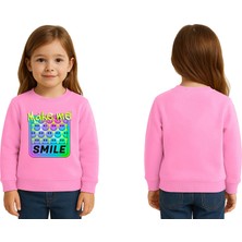 Sedirli Unisex Smile Baskılı Çocuk Swaetshirt 3 Iplik Şardonlu