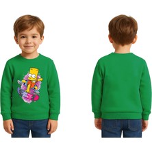 Sedirli Unisex Simpson Baskılı Çocuk Swaetshirt 3 Iplik Şardonlu